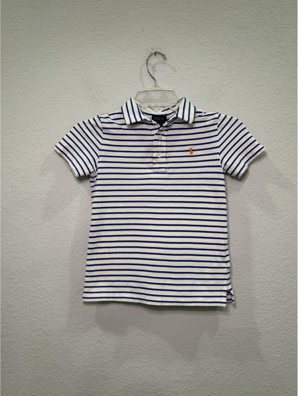 Polo Ralph Lauren Kids Striped Polo Shirt in Navy and White - Size 6